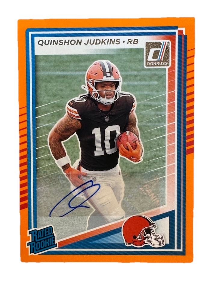 2025 Panini Donruss Quinshon Judkins Orange Rated Rookie #330 Auto Color Match