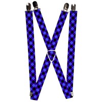 `Suspenders - 1.0`` - Diagonal Buffalo Plaid Black/Blue` (Us Import) ACC NEU