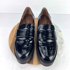 Franco Sarto Black Balin Lug Sole Penny Patent Leather Comfort Loafer 9