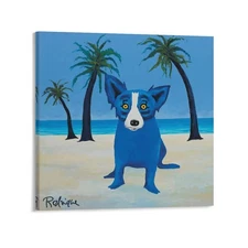 George Rodrigue Blue Dog Blue Sea Home Decor Wall Art Canvas Print Painting