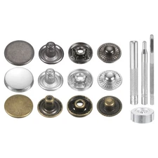 24Set 15mm Leather Snap Fastener Kit with 4 Install Tools, 3 Colors