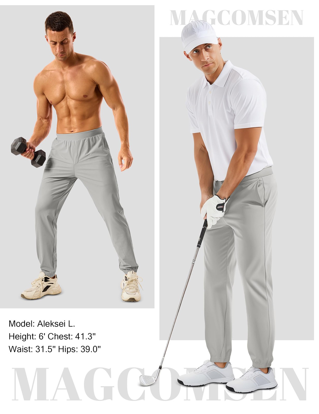 Men's Golf Pants Casual Stretch Joggers Workout Quick Dry Travel 4 Pockets Pants