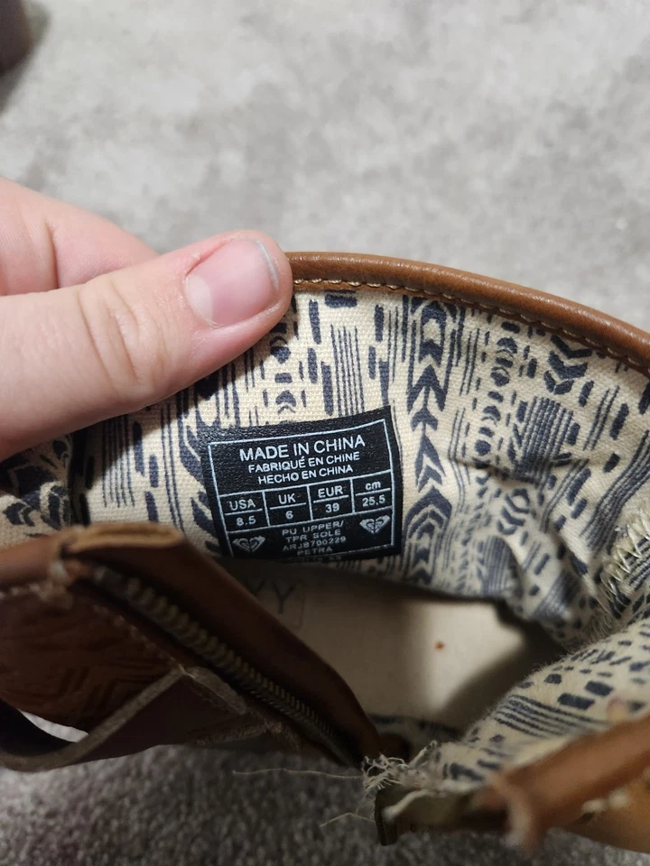 Botines Roxy Mujer 8.5 US Cuero Marrón, Cierre Cremallera, Entrada Tela Fina. Foto 3 de 4