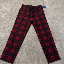 New Nautica Mens L Cozy Fleece Red Pajama Bottoms Loungepants-Pockets MSRP$40
