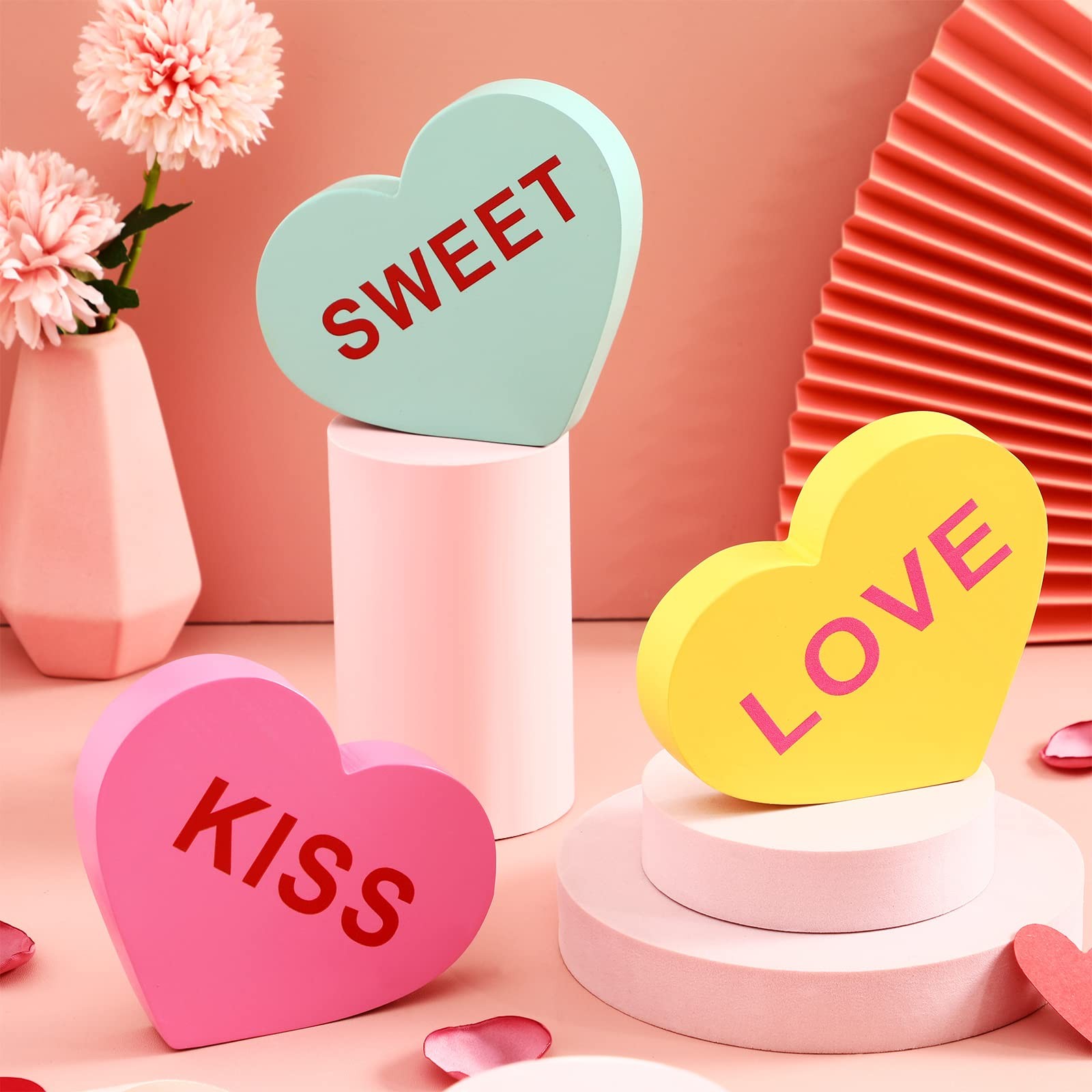 3 Pcs 5 Inch Large Valentine Conversation Heart Decorations for Home Valentin...