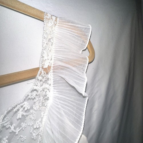 Vtg Godfried Gown Size 38 Long Maxi Ivory Pleated Ruffles Lace Couture Honeymoon - Imagen 6 de 10
