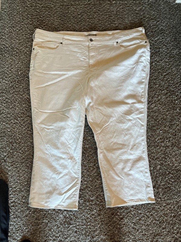 Lands End Womens Mid Rise Kick Crop Jean Pants White Size 26