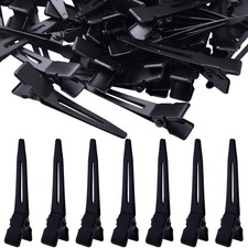 100pcs Black Single Prong Curl Clips Metal Alligator Hair Pins Styling Clips ...