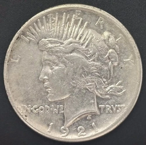 1921 Peace Dollar $1 US 90% Silver Coin High Relief Key Date VF/XF