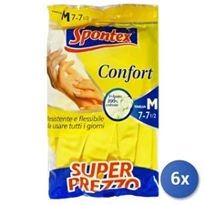6X Spontex Comfort Dish Gloves M