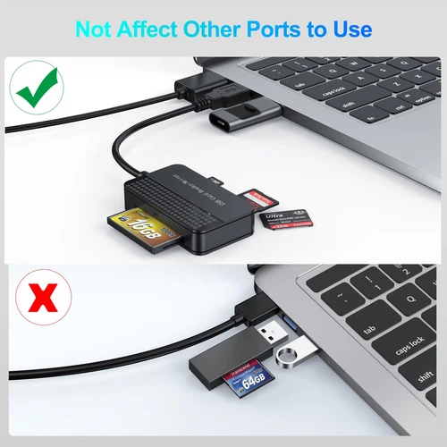 Lector de Tarjetas Compact Flash, Multi Tarjeta de Memoria 4 en 1 Lectura Simultánea 5Gbp... - Imagen 6 de 9