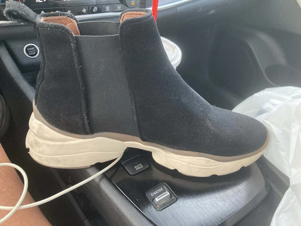 Botas al tobillo Chelsea de gamuza negras Aquatalia talla 9,5 suela gruesa para mujer Foto 2 de 3