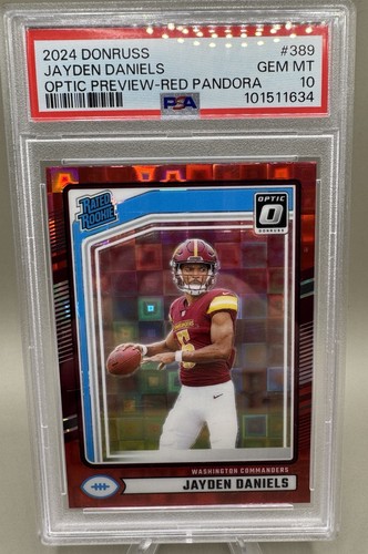 2024 Panini Donruss Jayden Daniels #389 Optic Preview Red Pandora PSA 10