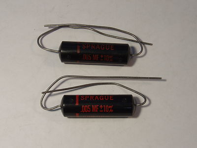 Lot of 2 NOS Vintage Sprague Black Beauty .005 uf 600v Capacitors