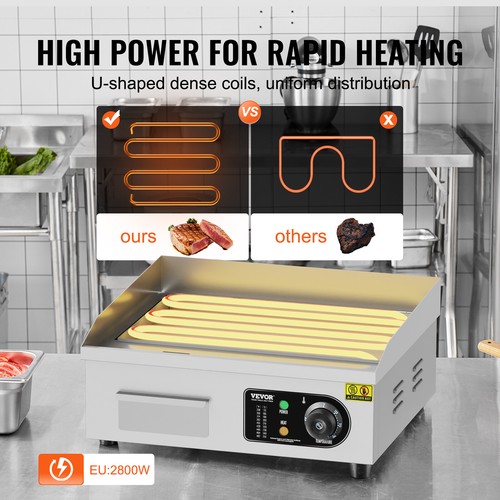 VEVOR Fry Top Elettrico Commerciale 2800W Grill Banco Superficie Piatta 50-300°C - Foto 3 di 12