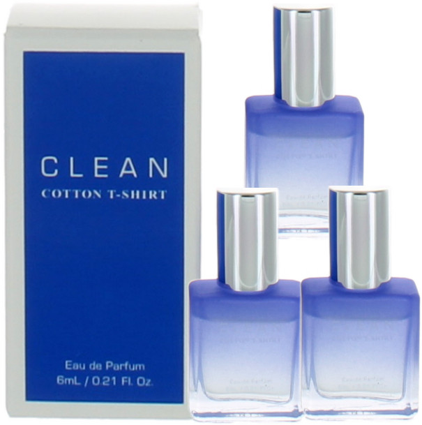 Cotton T-Shirt By Clean For Women Combo Pack:Mini EDP Spl Perf .63(3x.21 Bottle)