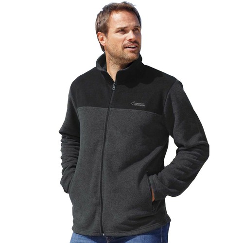 Mens Fleece Jacket Full Zip Up Polar Anti Pill Contrast Outdoor Warm Work S-4XL - Picture 6 of 8