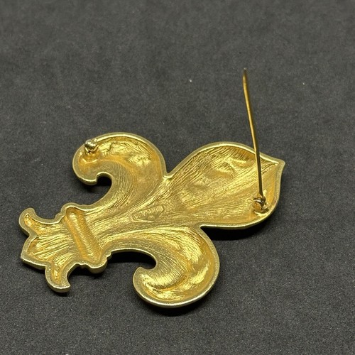 Vintage Ben-Amun 1980s Fleur De Lis Gold Tone Large 2.6" Tall Brooch Pin 27grams - Picture 7 of 20