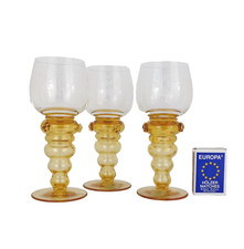 Theresienthal Weinrömer Bernstein Beerennoppen Handgravur Weinglas 3x Römer