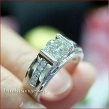 Lab-Created 2.60CT Round Cut Diamond 14K White Gold Over Men's Engagement Ring