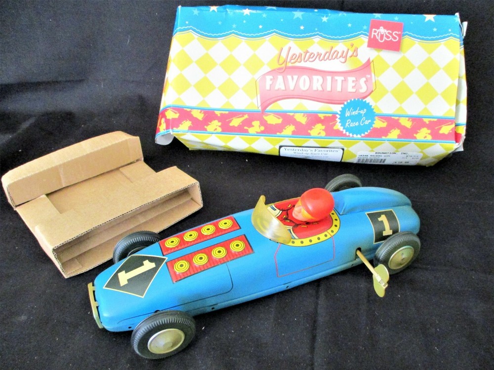 Vintage Race Car Tin Wind-Up Russ Yesterday's Favorites NIB Excellent!