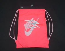 NIKE Gym Drawstring Sports Sack bag With Zip Pocket Racer Pink Unisex