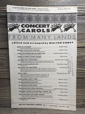 Vintage Sheet Music He Is Born The Child Divine Walter Ehret 1974￼