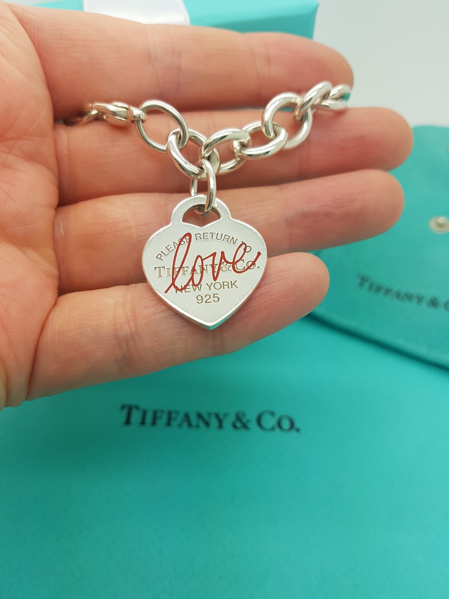 Return to Tiffany Red Enamel Heart LOVE Tag Charm