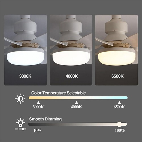 Socket Fan with Light Quiet Ceiling Fan Light 3 Color Dimmable E27 Ceiling Fan - Picture 13 of 27
