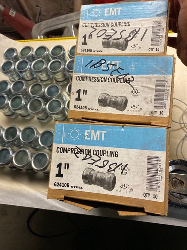 3 New Box of 10 Halex #62410 Steel 1" EMT Compression Couplings. Missing 1 (29) - Picture 3 of 3