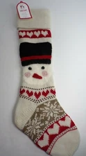 Pottery Barn Kids Snowman Face Classic Fair Isle Christmas Stocking 27"L #8477
