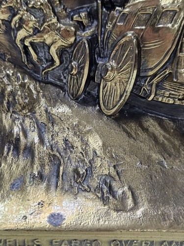 Wells Fargo Bank Overland Stage Book Ends Stagecoach Horses Gold Tone Heavy - Picture 3 of 13