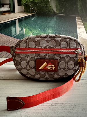 新品タグ付き✨　COACH コーチ　ウエストバッグ　ボディバッグ　CH751 BN COACH Jacquard & Leather Utility Belt Bag Oak multi CH751