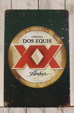 Dos Equis XX Tin Metal Sign Beer Mexican Cerveza Restaurant Decor Bar Cantina