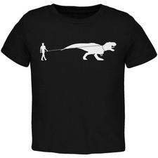Dinosaur T-Rex On A Leash Black Toddler T-Shirt