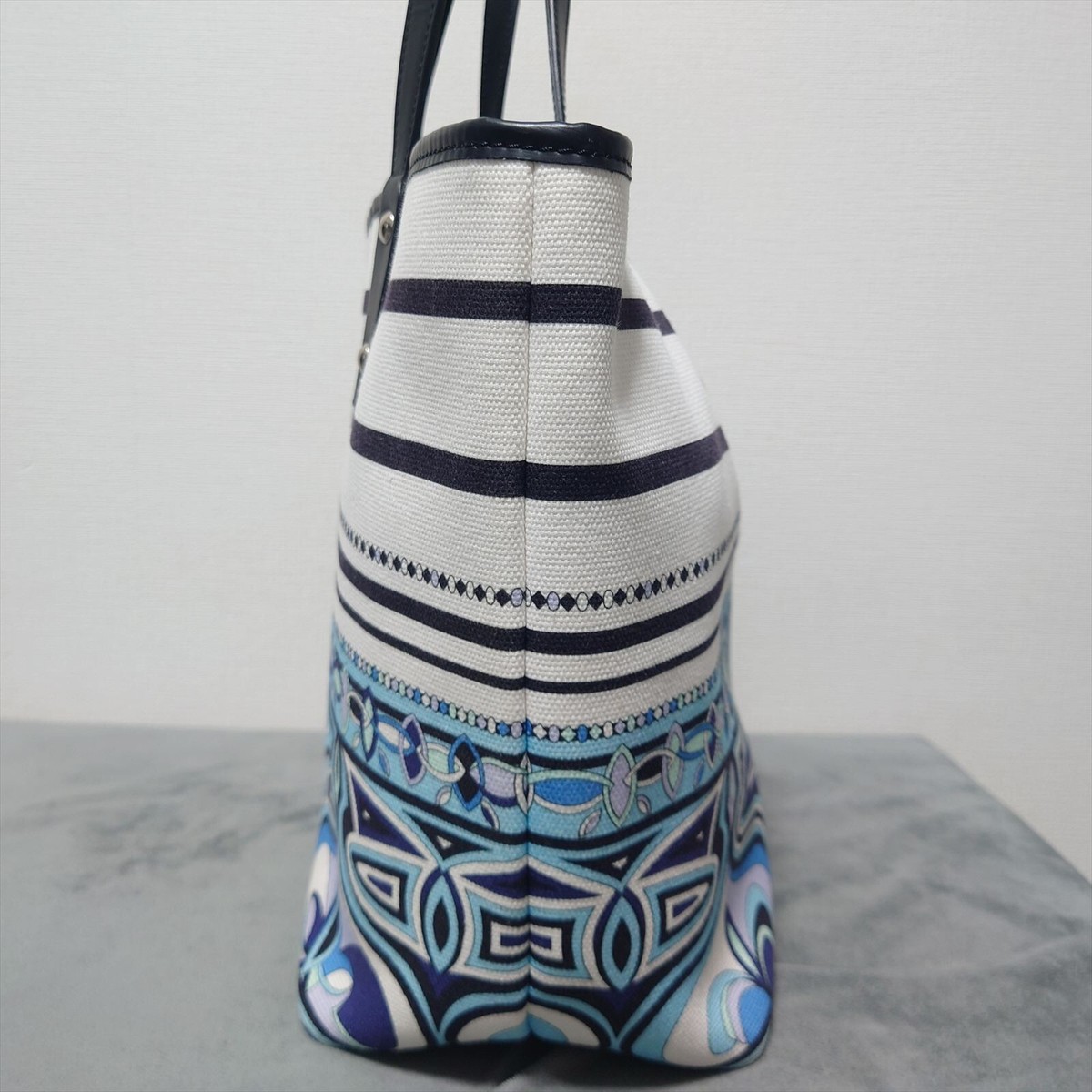 Emilio Pucci bag tote large Canvas Pucci pattern white blue