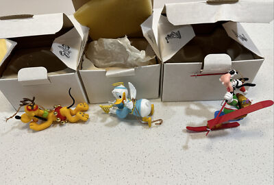 Lot of 3 Grolier Disney Christmas Magic Ornaments - Goofy, Pluto, Donald