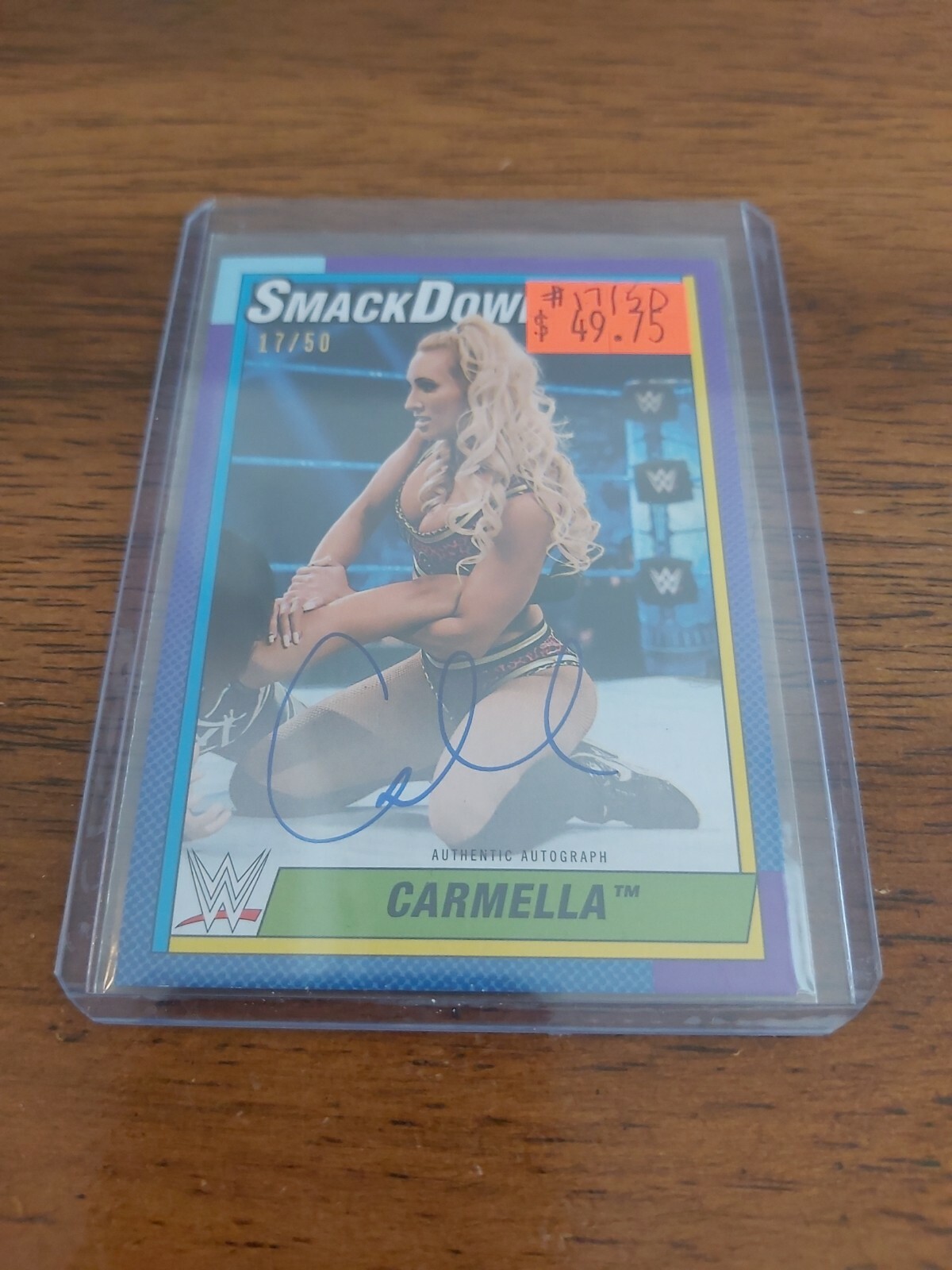 2021 WWE Topps Heritage Carmella Purple Autograph Card #A-CM (#17/50)