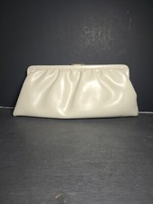 Vtg Garay Cream Clutch purse Gold hardware