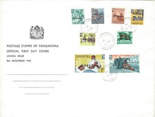 RARE 1961 TANGANYIKA FDC COVER OFFICIAL STAMPS OVERPRINTS