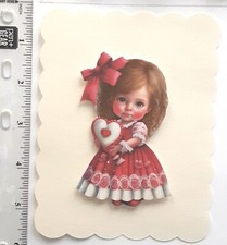 Little Girl with Heart Love Dimensional Card Front Scrapbook Embellishment 839