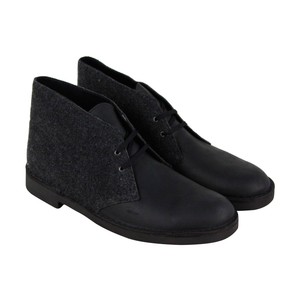Clarks-Bushacre-Ca-Mens-Black-Leather-amp-Suede-Casual-Dress-Chukkas-Shoes