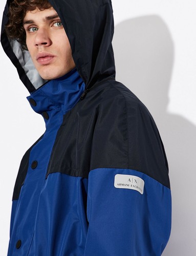 $320 ARMANI EXCHANGE Men's, Caban Coat with High Collar, Blue/Black, XS - Picture 6 of 6