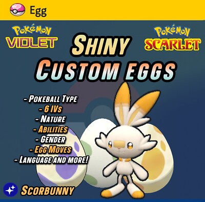 SCORBUNNY • SHINY EGG 6IVs • Blaze/Libero/Custom Pokemon 