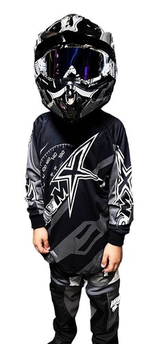 2025 BLACK or BLACK/GREY MX Helmet+Goggles+Pant+Jersey+Gloves MOTOCROSS BMX KIDS - Picture 2 of 22