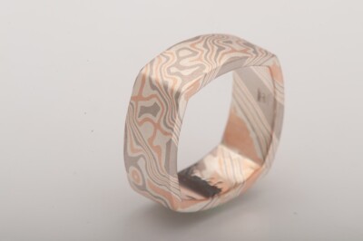  James Binnion Mokume Gane Square Mens Wedding Band size 11.25 Retail $4,500.00