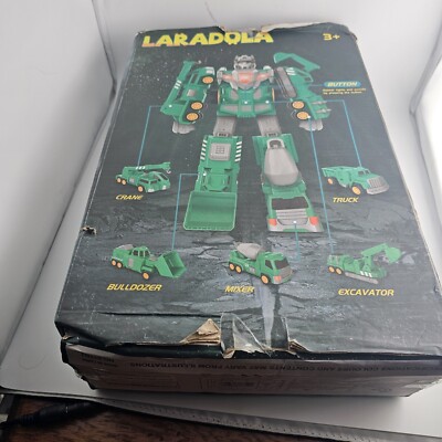 LARADOLA 5 in 1 CONSTRUCTION TRANSFORM ROBOT with Lights & Sounds NEW