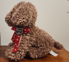 Walmart Brown Dog Puppy Love Plush Terrier Stuffed Animal Red Heart Ribbon 12"