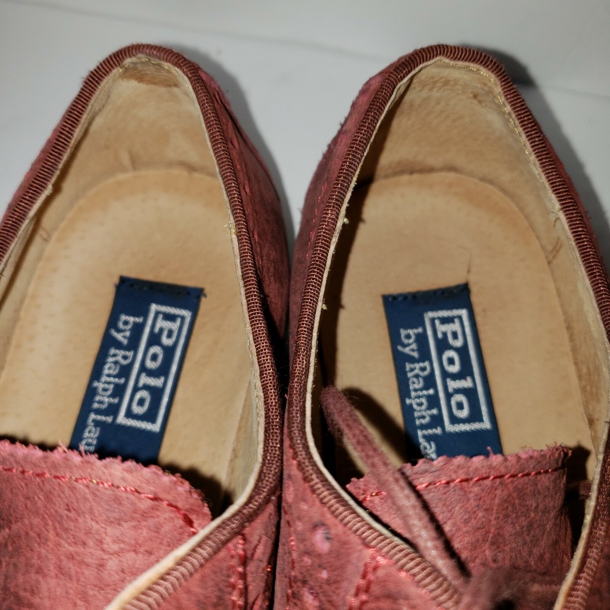 Polo Ralph Lauren Orrick Wingtip Mens 9.5 Red Leather Brogue  display picture 3