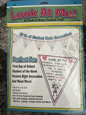 Classroom Pennant Banners 36 flags Back To School decor write on Teacher